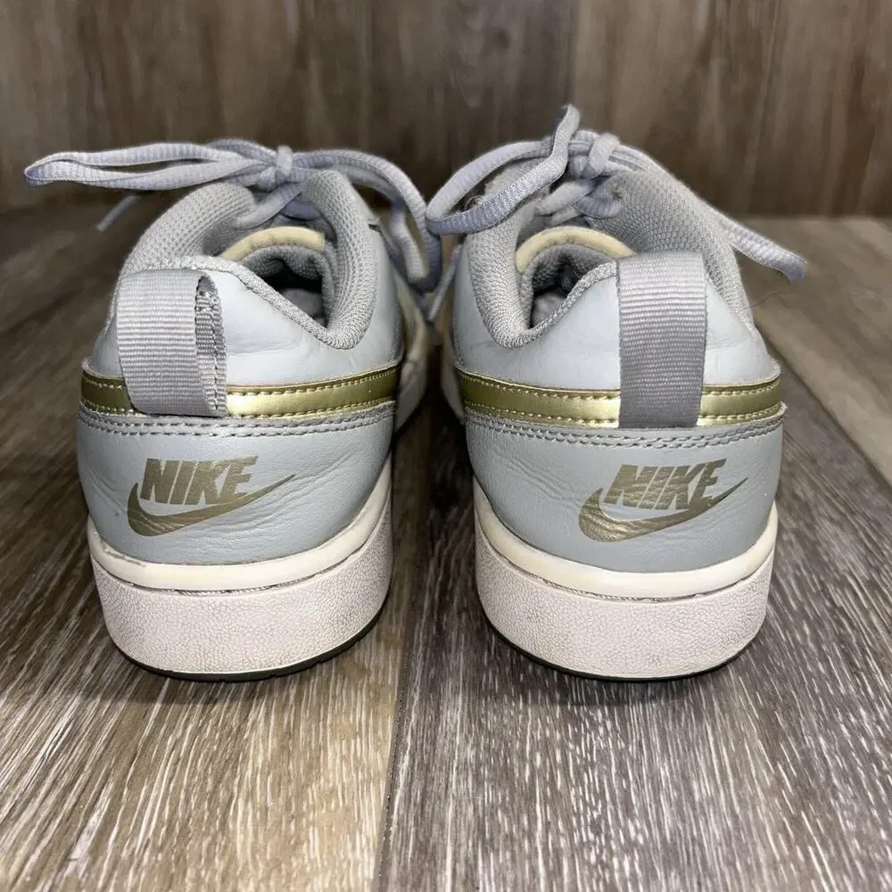 Nike Court Borough Low 2 BQ5448-013 Youth US Size 6Y Gray Gold Sneaker Shoes